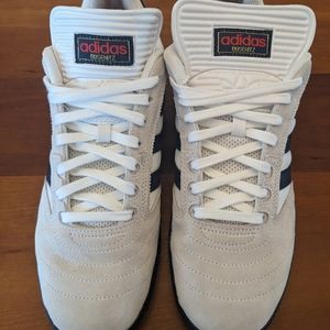 Men's Adidas Busenitz, Colors: White, Off-white, Blue, and Red, Size 11.5